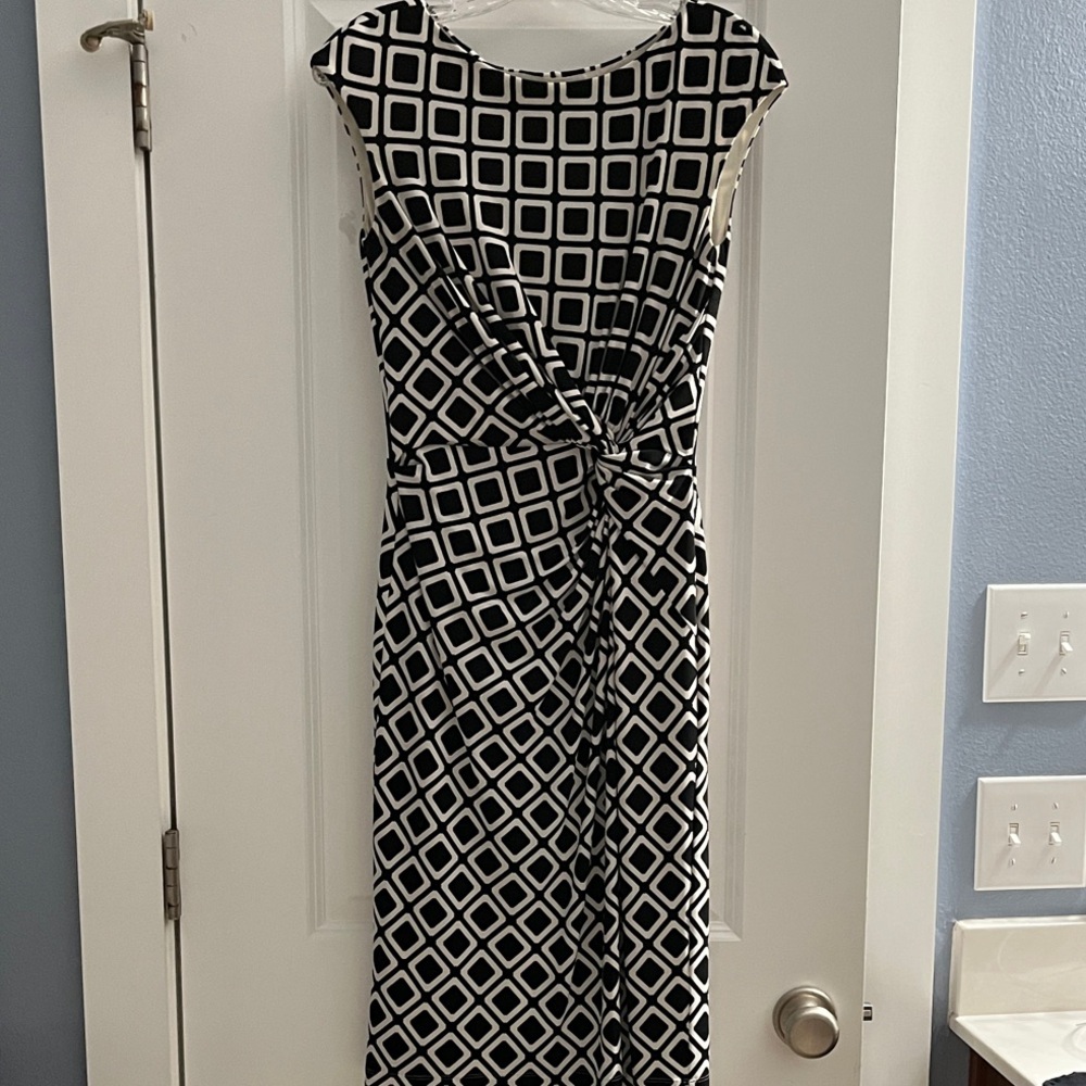 Lauren Ralph Lauren Black and White Patterned Midi Dress